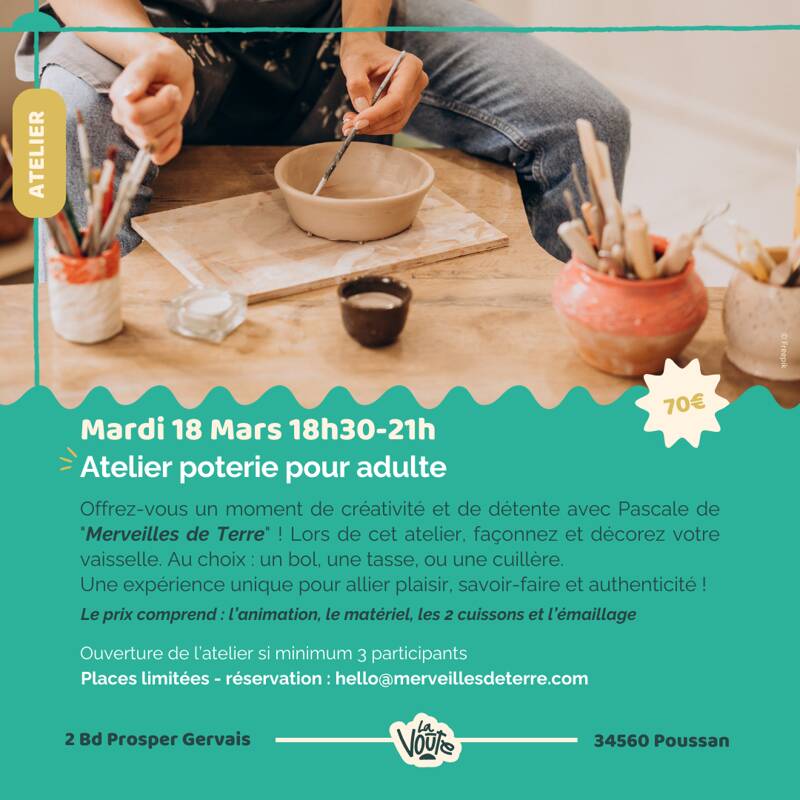 Atelier poterie pour adulte