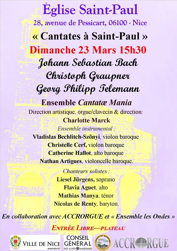 Concert spirituel - Cantates à Saint Paul