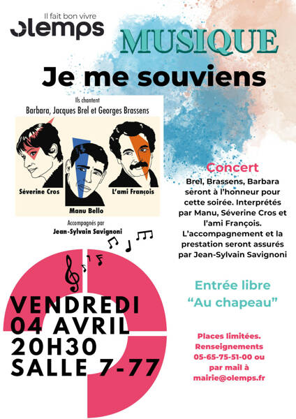 Concert Je me souviens Barbara, Brel, Brassens