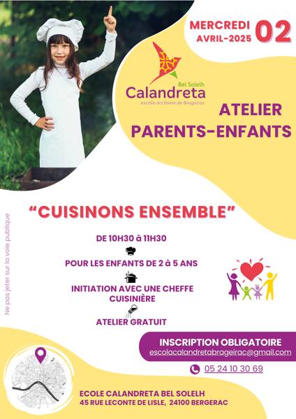 ATELIER PARENT-ENFANT : cuisinons ensemble ! 