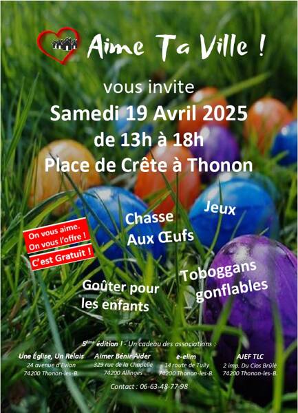Chasse aux œufs, tobogans, jeux...