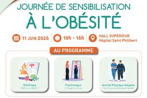 Jeudi 11 juin de 10h à 16h : L’hôpital Saint Philibert du GHICL organise une journée de sensibilisation à l’obésité