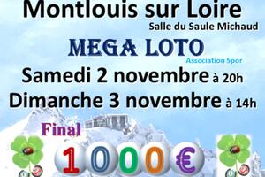 photo MEGA LOTO Carton Final 1000€. Bingo Américain TV 165 cm. Animé par Karine