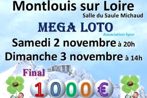 MEGA LOTO Animé par Karine Animation. Final 1000€. Bingo Américain 400€ minimum