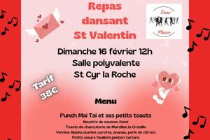 Repas dansant Saint Valentin dimanche 16 février 12h