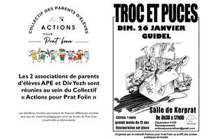 Troc et puces organisé par le collectif ‘Actions pour Prat-Foën’ pour les écoles publiques de Guidel