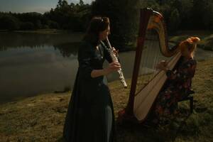 Concert de Harpe Celtique et Flûte Alto dans un jardin chez l'habitant