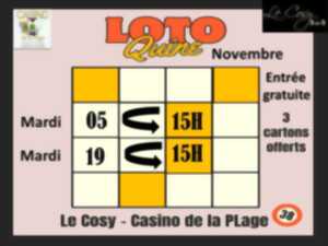 Loto Quine : entrée gratuite, 3 cartons offerts - réservation conseillée (personnes majeures)