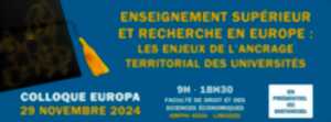 photo Colloque Europa : Enseignement supérieur et recherche en Europe : les enjeux de l'ancrage territorial des Universités