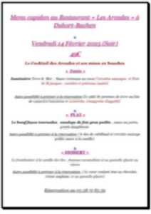 Menu Cupidon aux Arcades