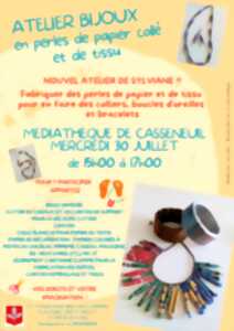 photo Atelier bijoux en perles de papier collé et de tissu
